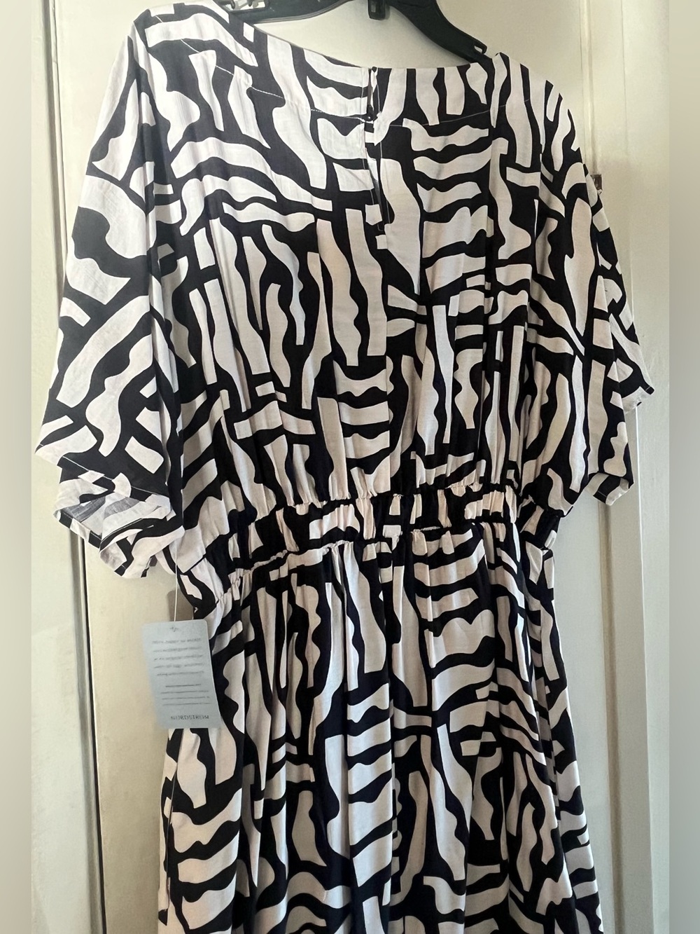 Brown & White Zebra Print Elastic-Waist Women's Dress